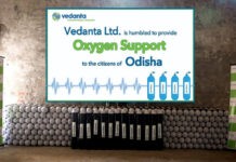 Oxygen Cylinders given by Vedanta Ltd. to Odisha Govt for COVID treatment